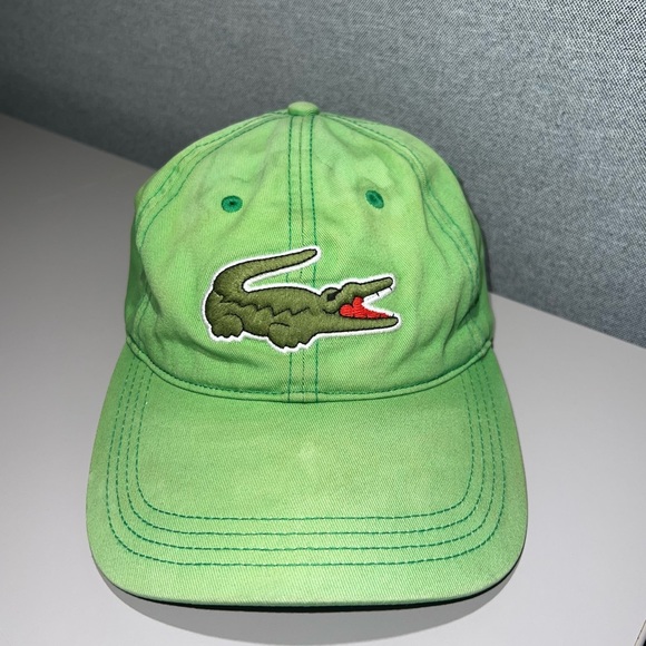Lacoste Big Croc Twill Hat with Adjustable Leather Strap Closure - Picture 1 of 9